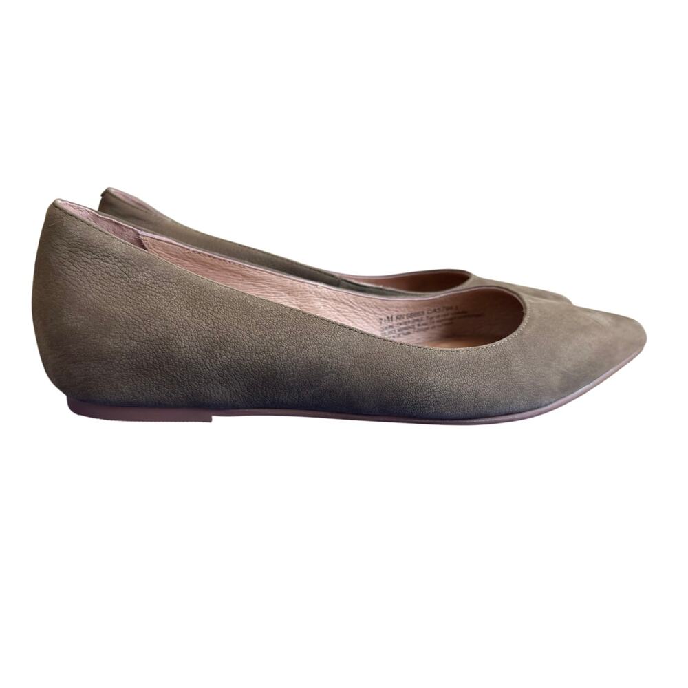 Nordstrom Caslon Pointy Toe Olive Green Suede Ballet Flats Size 7.5 -Preppy